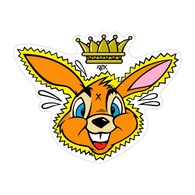 Oversized Bunny King sticker by Frank Kozik